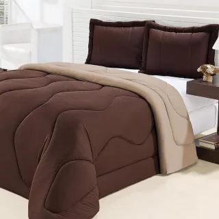 Kit 3 Peças Edredom Malha Gel - Marrom com Avelã