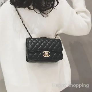 Soft Leather Diamond Chain Bag - Fashion Shoulder Bag for Women - Preto