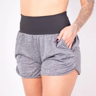 Short Dry Fit Feminino com Bolsos para Caminhada, Academia e Fitness - Roxo
