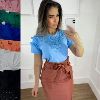 Moda Evangélica de alta costura: Blusas únicas com bordados e detalhes - MODELO 8