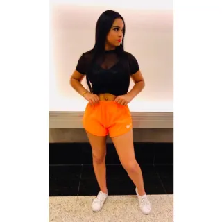 Promoção! Plus size G3: Kit 2 Shorts Femininos Tactel para Academia, Caminhada e Saída de Praia - Kit 2- 1 Preto e 1 Verde Neon