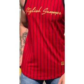 Lançamento: Camiseta Masculina Listrada Longline Oversized - Regata Preta listrada