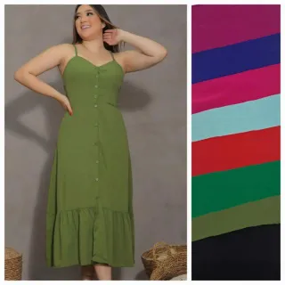 Poá e Creta Mídi Vestido - Verde Bandeira