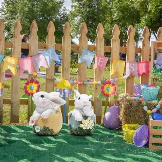 Decoração Criativa de Páscoa: Coelhinho Ornamento Resina Multicolorido - A