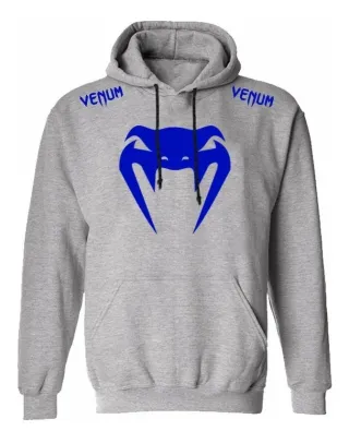 Incrível Blusão de Moletom Venum MMA para Academia na Raryel - Qualidade e estilo em uma peça única! - Cinza-Preto
