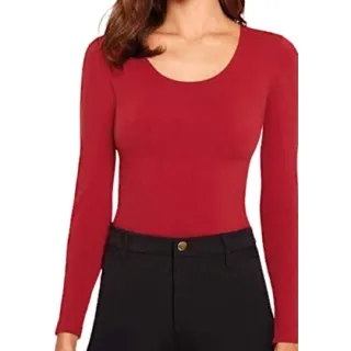 Gola Redonda Blusa Manga Longa - Rosa