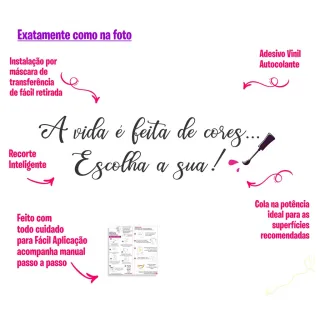 Esmaltes Decorativos Adesivo de Parede Manicure Cores 80x22cm - Único