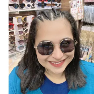 Material Maior Óculos De Sol Hexagonal Unisex Feminino Masculino Verão - Marrom Degradê