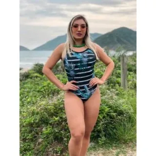 Moda Praia Feminina Maiô Preto Premium - Libélula cavado alça 36/40