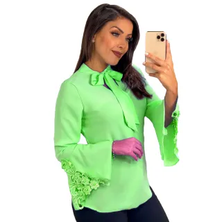 Moda Evangelica Feminina Blusa Linda Manga Longa Sku: Bml12 - Azul Claro