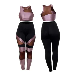 Top C/bojo + Conjunto Legging Detalhe em Tule 10577/10657 - Vinho