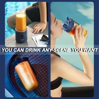 Espremedor Elétrico Mini Liquidificador Portátil J&M 400ML - Azul (2 xícaras 1 tampa)