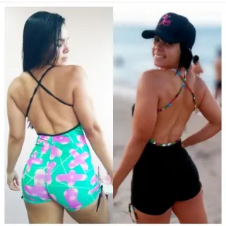 Academia cordinha lateral macaquinho fitness com bojo - estampa 13