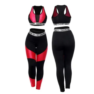 Top Elástico + Conjunto Calça Legging Detalhe Fitness Academia - PR-VERDE