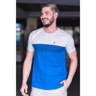 Camisa Masculina Luxo Listrada em Algodão Penteado Fio 30.1 com Elastano - Cores Variadas Faixa