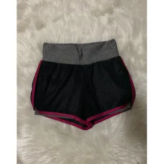 Roupa de Treinar Feminina Short Duplo Suplex com Tela - Preto com viés pink