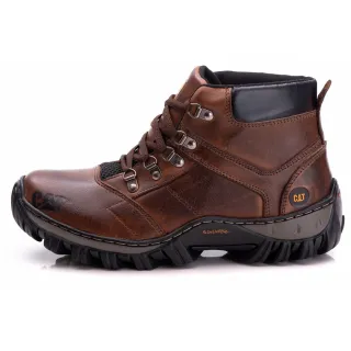 Adventure Masculina Bota Caterpillar em Couro com Palmilha Gel Macia - Milho