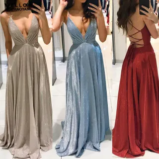 Vestido Frente Única Brilhante Corte Baixo Chão Banquete