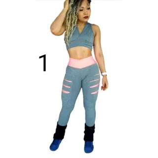 Treino Fitness Conjunto Top + Calça Legging, Kit Academia 3 peças - M