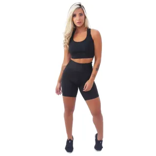 Conjunto Fitness Suplex Feminino Cropped e Short Ginástica A11 - A11 - Azul Marinho