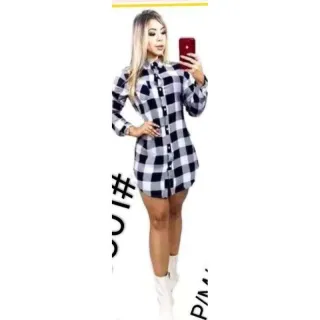 Chemise Xadrez Feminina Viscose Laço Camisão - vermelho azul escuro