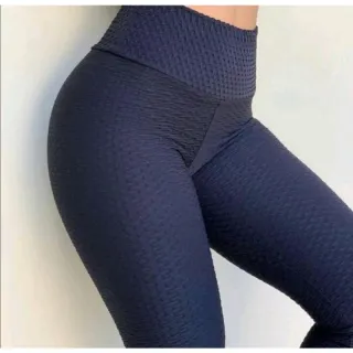 Legging Suplex Cós Alto Bolha - Fitness Academia - Azul Marinho