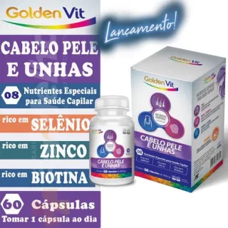 Golden Vit 60caps - Vitamina para Cabelo, Pele e Unhas - Único
