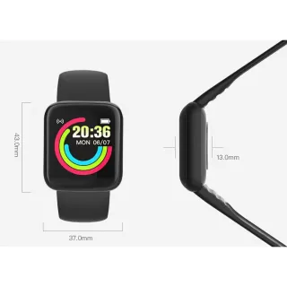 Relógio Inteligente Y68/D20 - Monitor Cardíaco Bluetooth USB - Preto