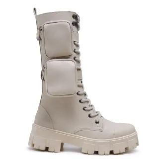 Bags Removíveis Off White - Bota Coturno Cano Longo Alto - 36