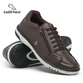 Conforto Casual Anti Stress Sapatenis Masculino de Couro Vegano Ortopédico - Preto