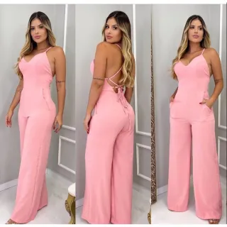 Tendência Verão 2022: Macacão Longo Alcinha Costa Nua P ao G - Verde Menta