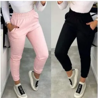 Quentinha Calça Jogger de Moletom Fanelado Grosso - Preta