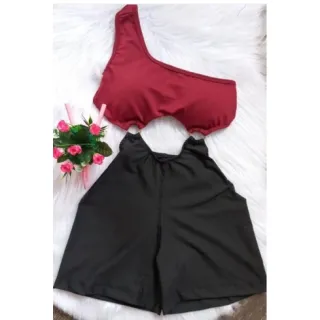 Macaquinho fitness academia curto com bojo alça única argola - Estampa 05