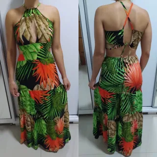 Viscose Estampada Vestido Longo - Modelos e Estampas Variadas - Longo 15