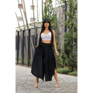 Lançamento: Calça Pantalona Feminina Cintura Alta em Malha Viscolycra - Unico ( veste 38 ao 48)