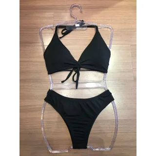 Moda Praia Plus Verão - Biquini Asa Delta Aviador G Com Bojo - Verde Militar