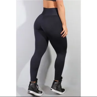 Cintura Alta Fitness Feminina Kit 2 Calças Legging Suplex - PRETO E CINZA