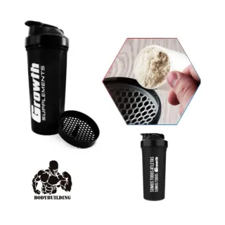 Garrafa Shaker Squeeze 600ml - Coqueteleira Academia Growth - Preta