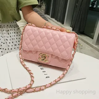 Soft Leather Diamond Chain Bag - Fashion Shoulder Bag for Women - Preto