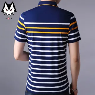 Camiseta Manga Curta Listrada POLO Masculina com Lapela - Cinza