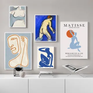 Decoração do quarto: Arte abstrata em lona azul Matisse - 04