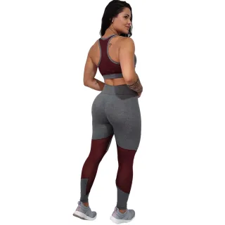 Roupa Academia Camiseta Regata Calça Legging Top Bojo Fitness Kit - Chocolate