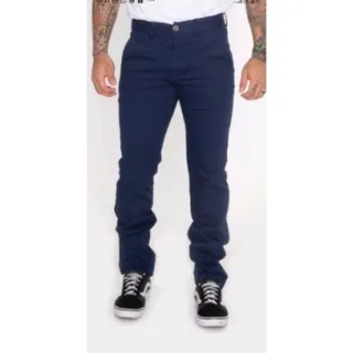 Calça Masculina Slim em Sarja e Brim, Preta e Coloridas - Cáqui tra