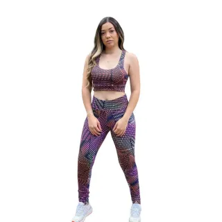 Moda Verão - Conjunto Esportivo Feminino Estampado: Top Fitness e Calça Legging Suplex - Estampas Sortidas