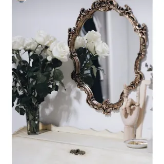 Antigo espelho prateleira penteadeira maquiagem princesas festas reino - Único