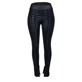 Lançamento: Legging Preta Feminina Skinny com Cordão e Ilhós em Cirre - G