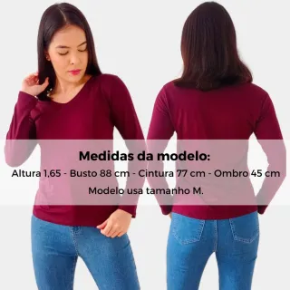 Segunda Pele Feminina Manga Longa Comprida - Blusa Basica - Vermelho