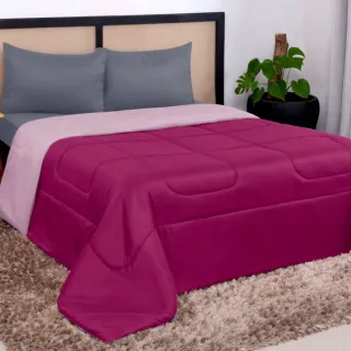 Promoção Edredom Casal Queen Barato - Dupla Face Bicolor - Pink e Preto