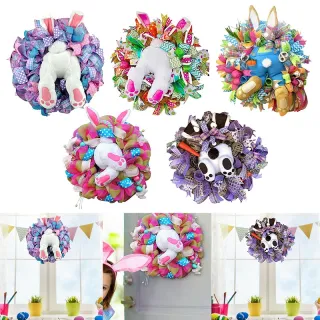 Decoração de Parede Floral com Cabide de Coelho para Páscoa