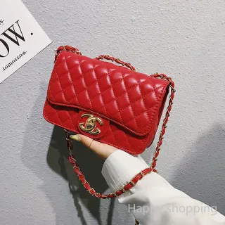 Soft Leather Diamond Chain Bag - Fashion Shoulder Bag for Women - Preto